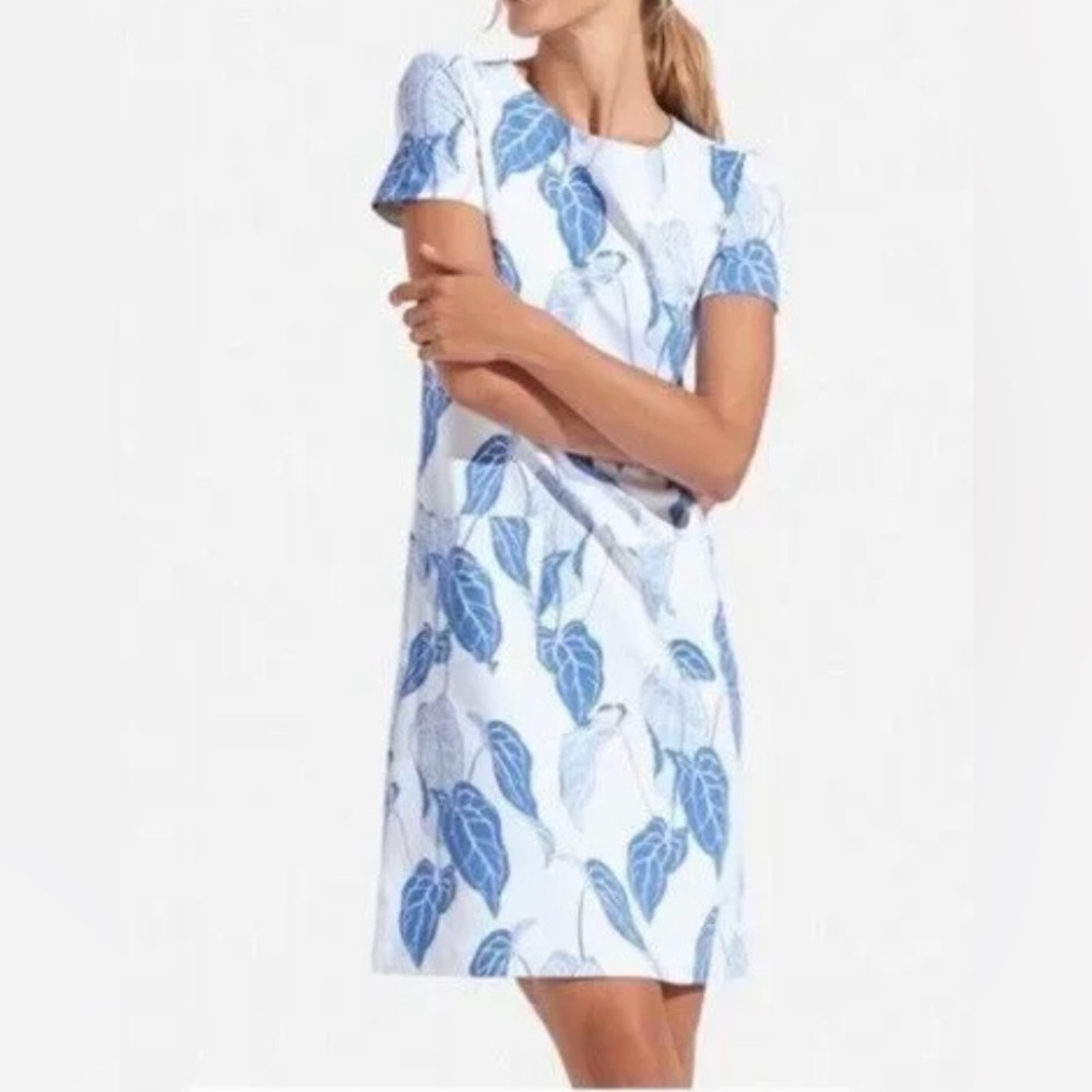 Persifor Blue Leaf Print Dress/Coverup